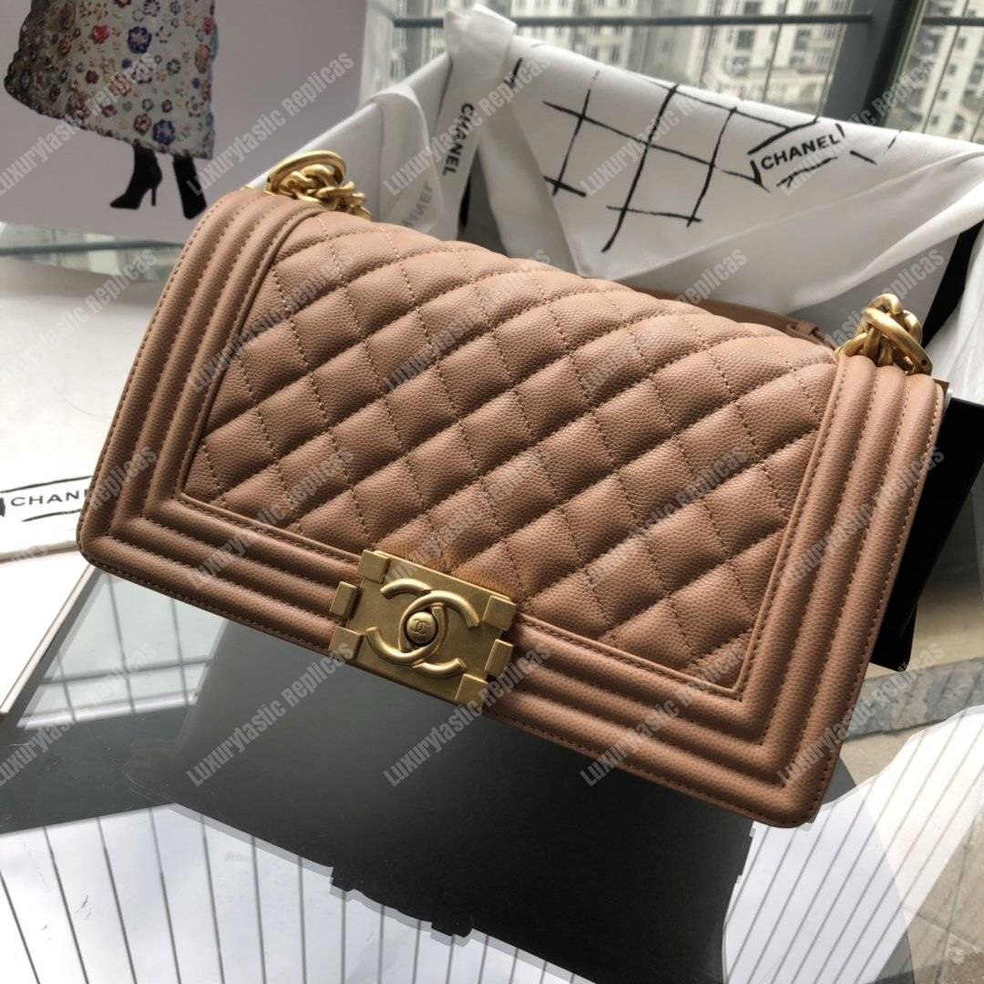 Ch*el boy medium handbag peach