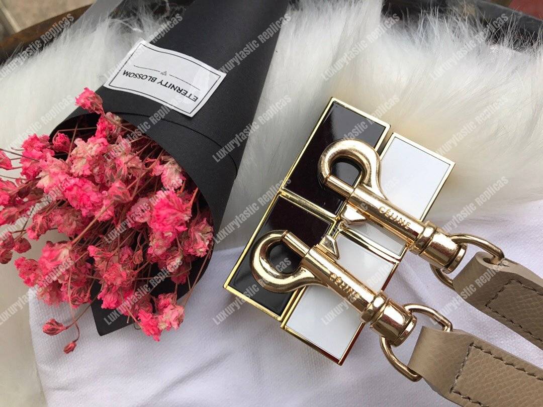 Ce**e mini belt bag in grained calfskin light taupe