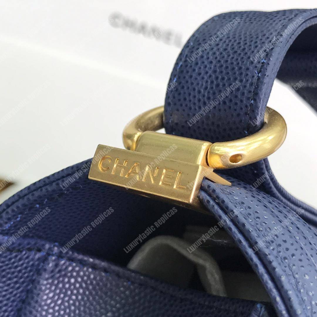 Ch*el boy medium handbag navy blue