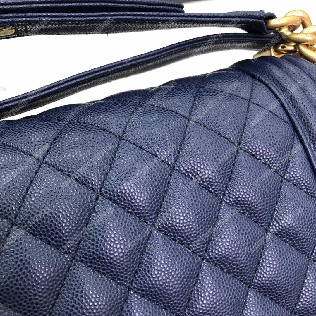 Ch*el boy medium handbag navy blue