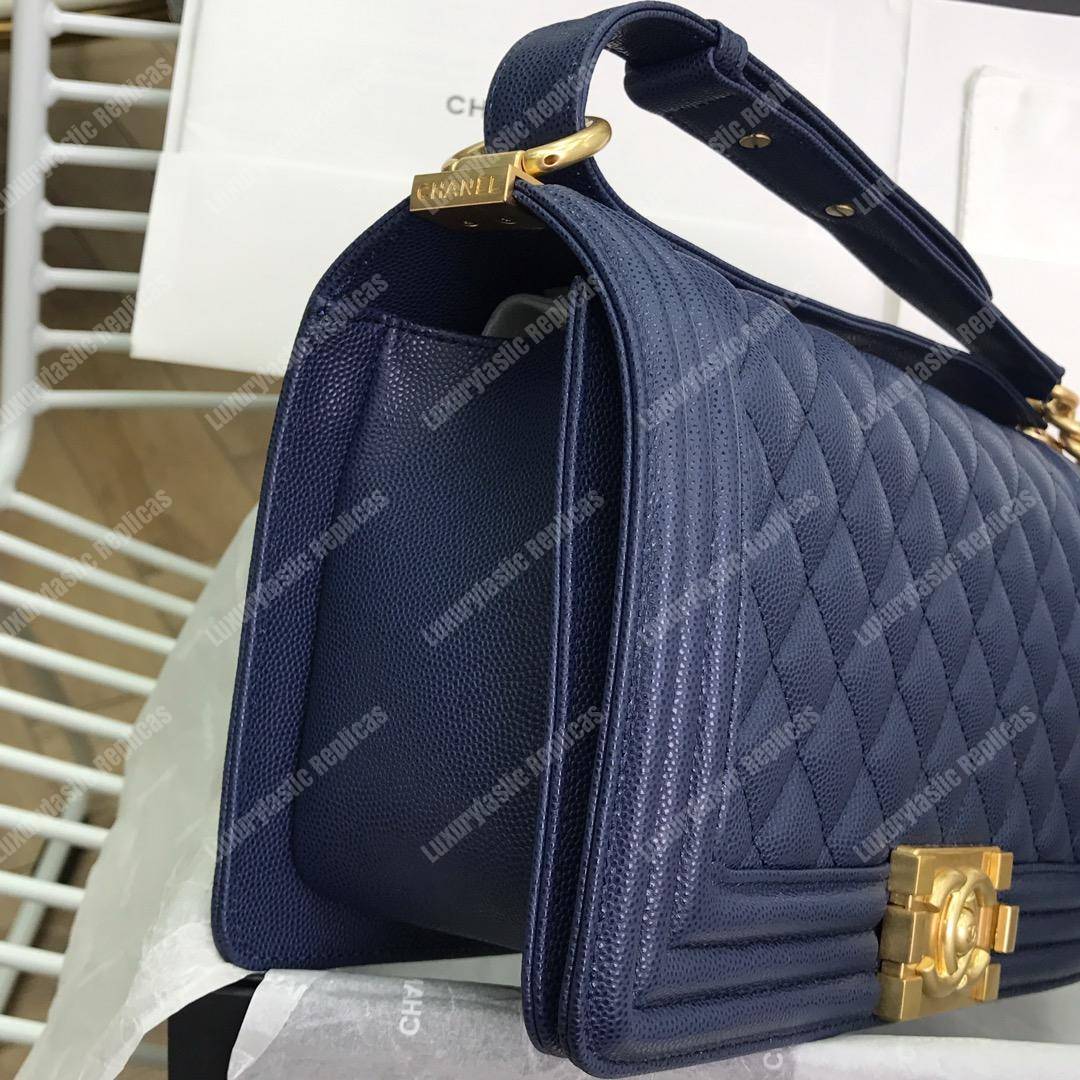 Ch*el boy medium handbag navy blue