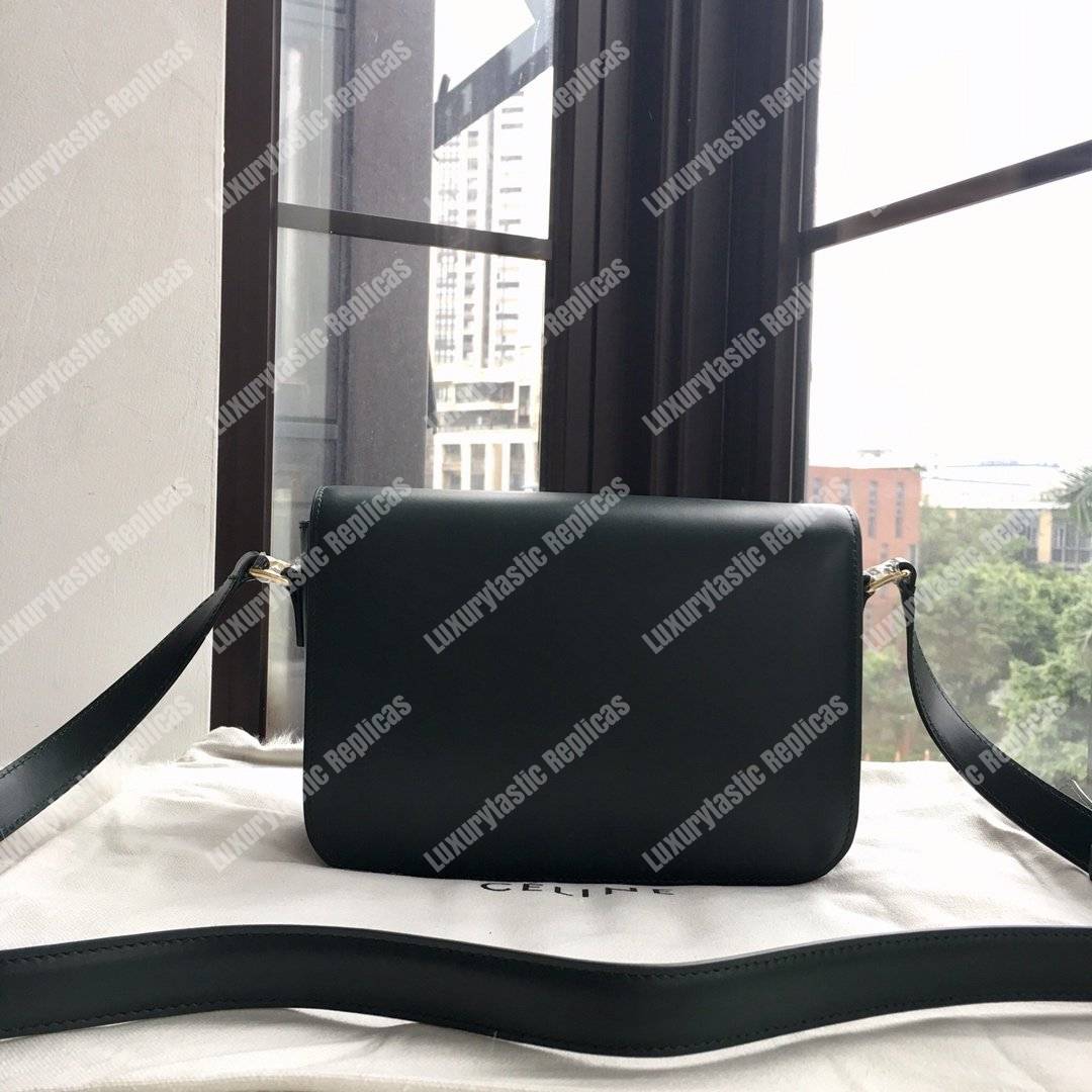 Ce**e medium triomphe bag in shiny calfskin amazone