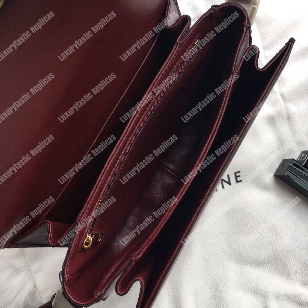 Ce**e medium triomphe bag in shiny calfskin burgundy