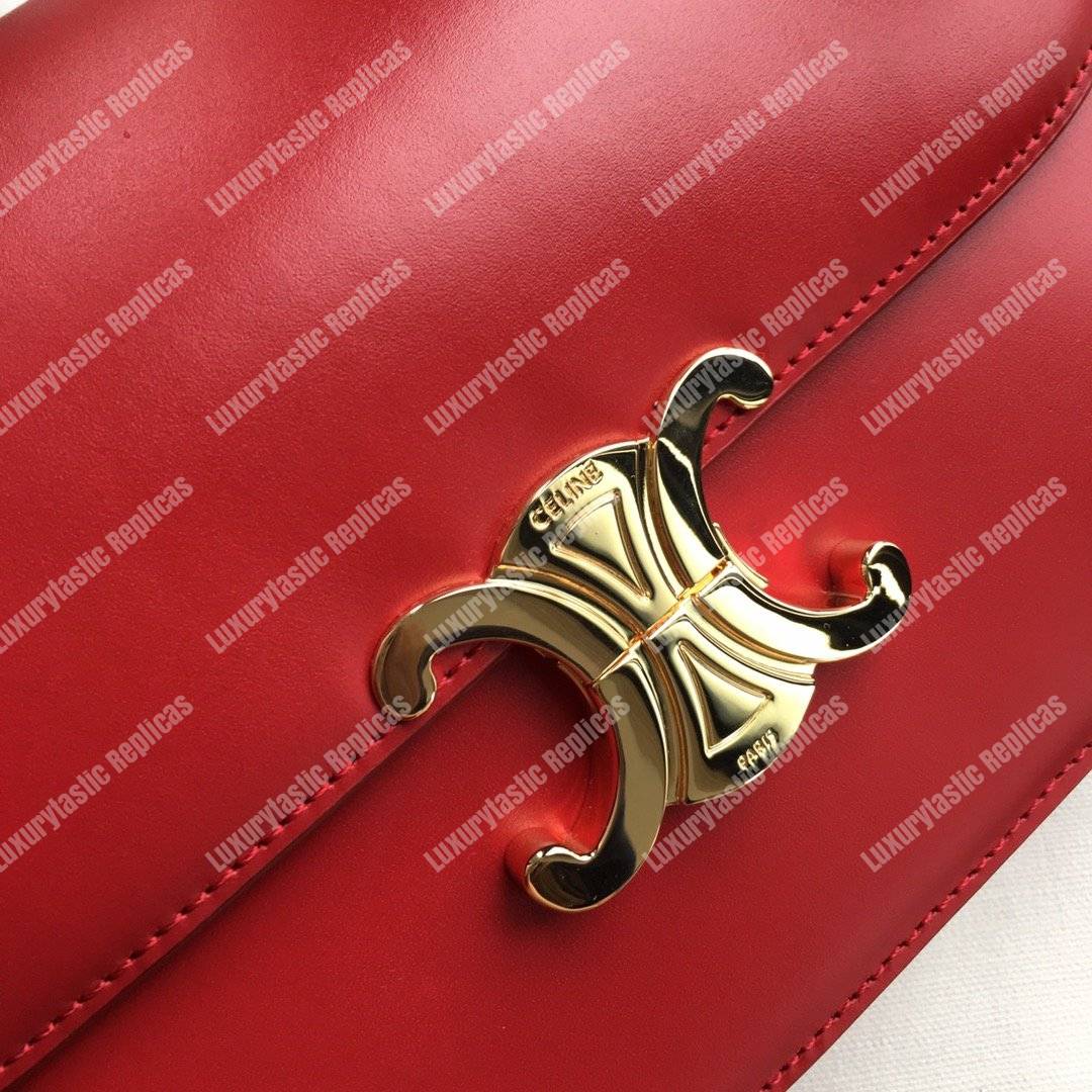 Ce**e medium triomphe bag in shiny calfskin red