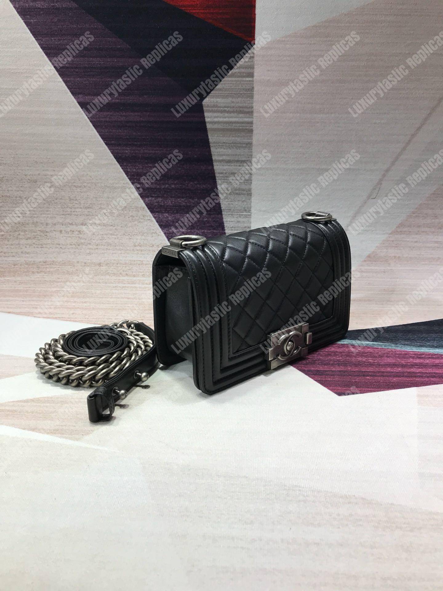 small boy Ch*el handbag black-ruthenium