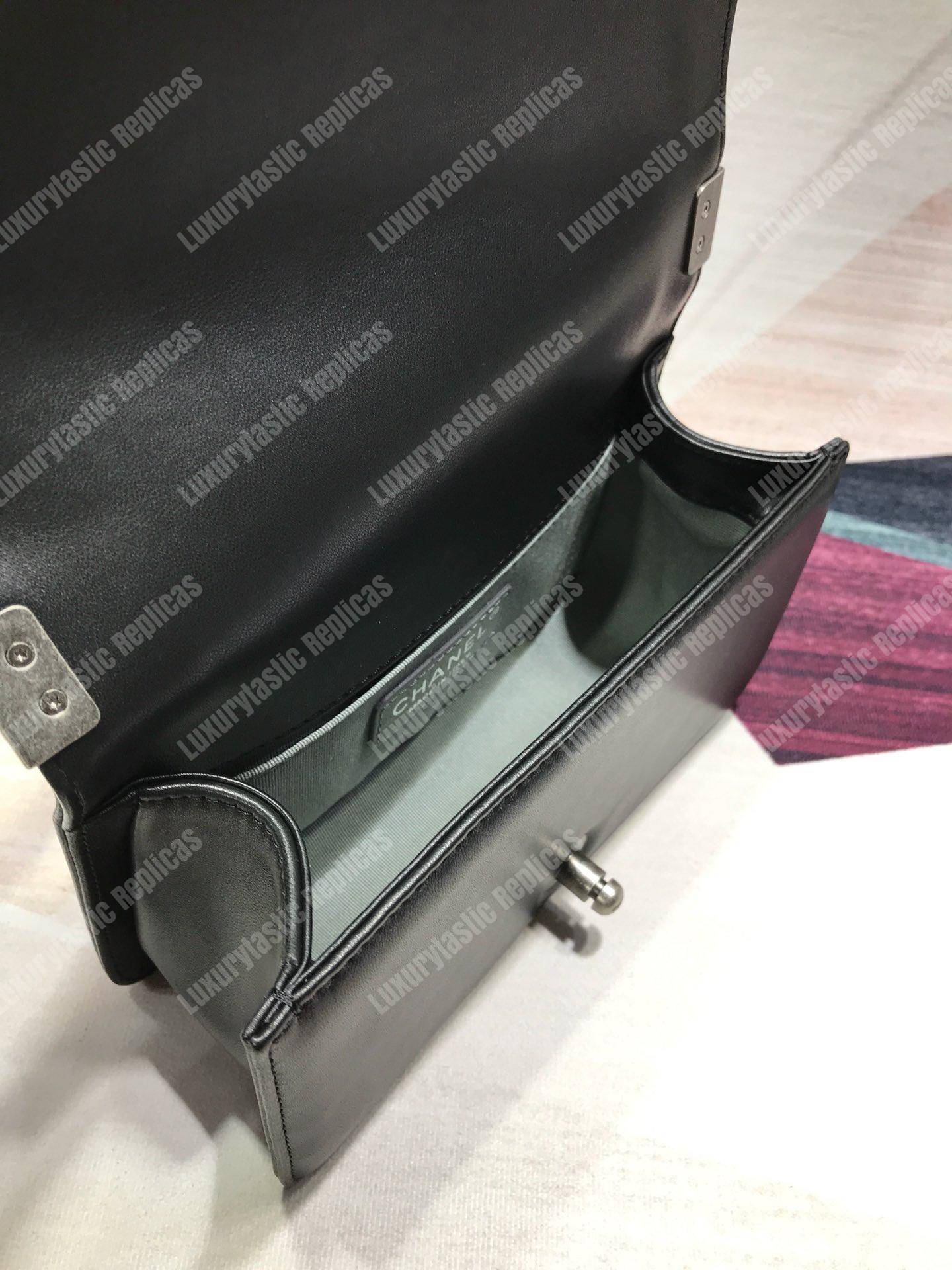 small boy Ch*el handbag black-ruthenium