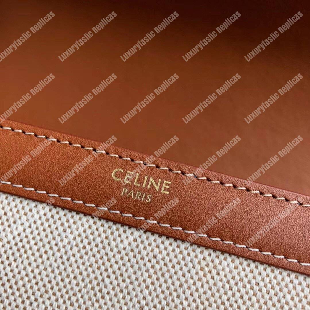 Ce**e medium triomphe bag in textile and natural calfskin