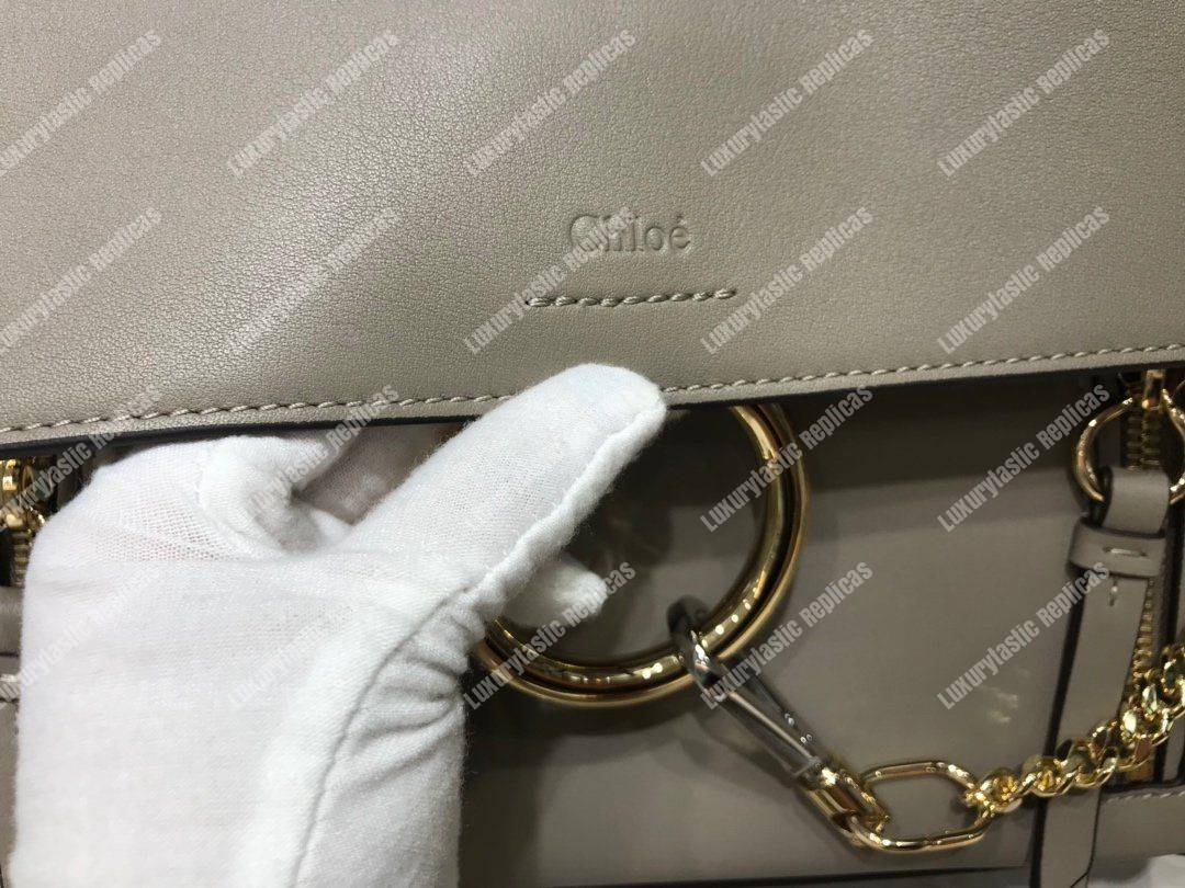 Chloe Faye Double Carry Bag In Smooth And Suede Calfskin Grey