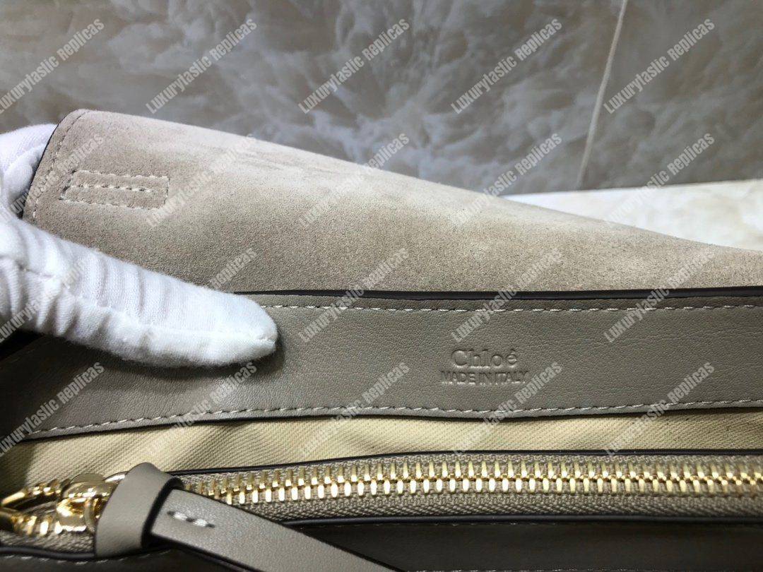 Chloe Faye Double Carry Bag In Smooth And Suede Calfskin Grey