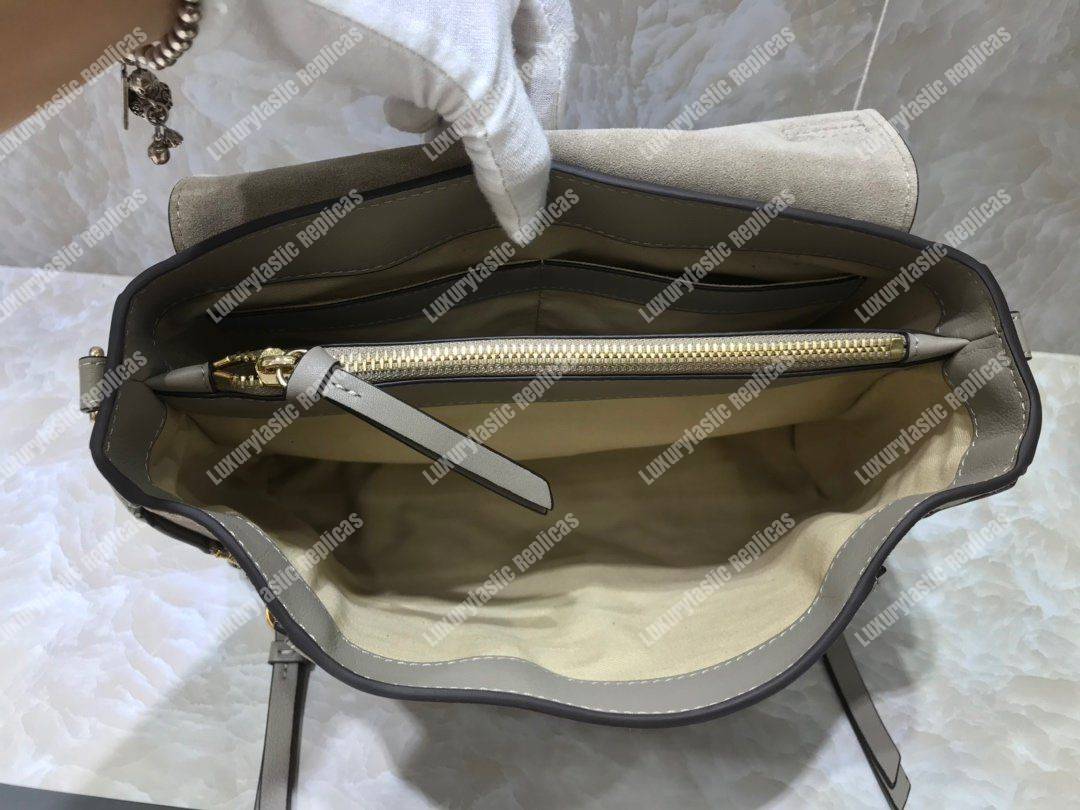 Chloe Faye Double Carry Bag In Smooth And Suede Calfskin Grey