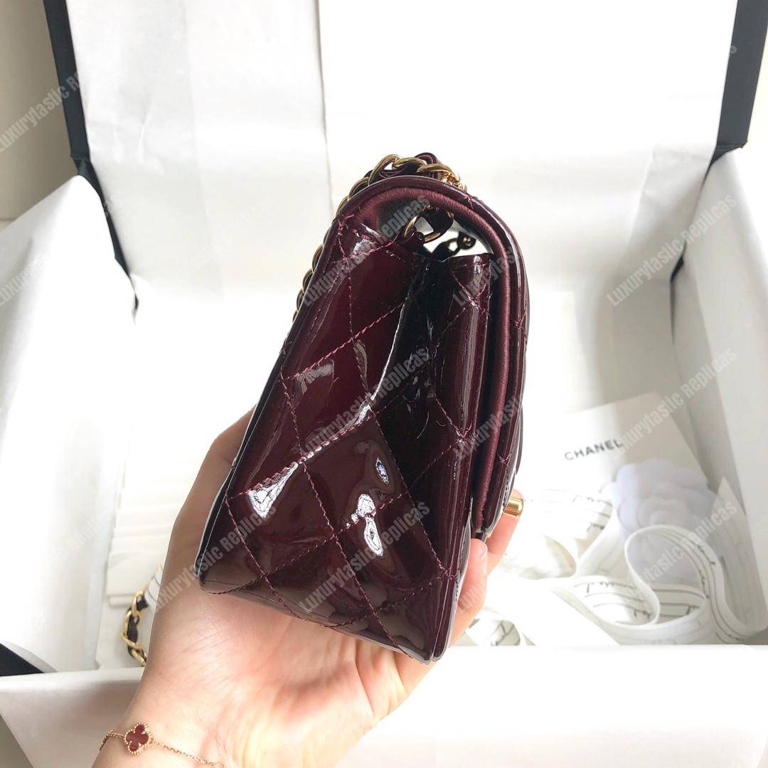 Ch*el mini flap bag burgundy