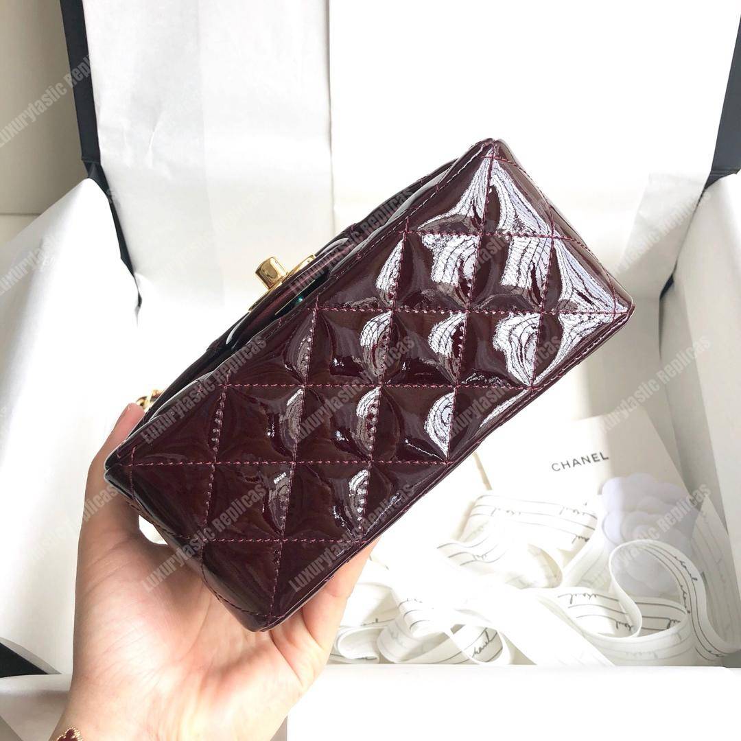 Ch*el mini flap bag burgundy