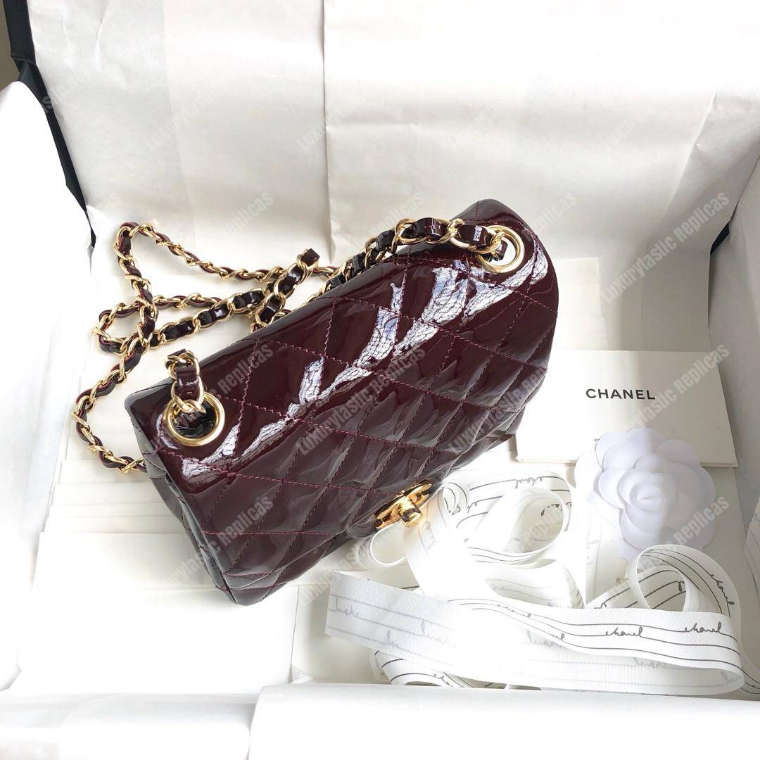Ch*el mini flap bag burgundy