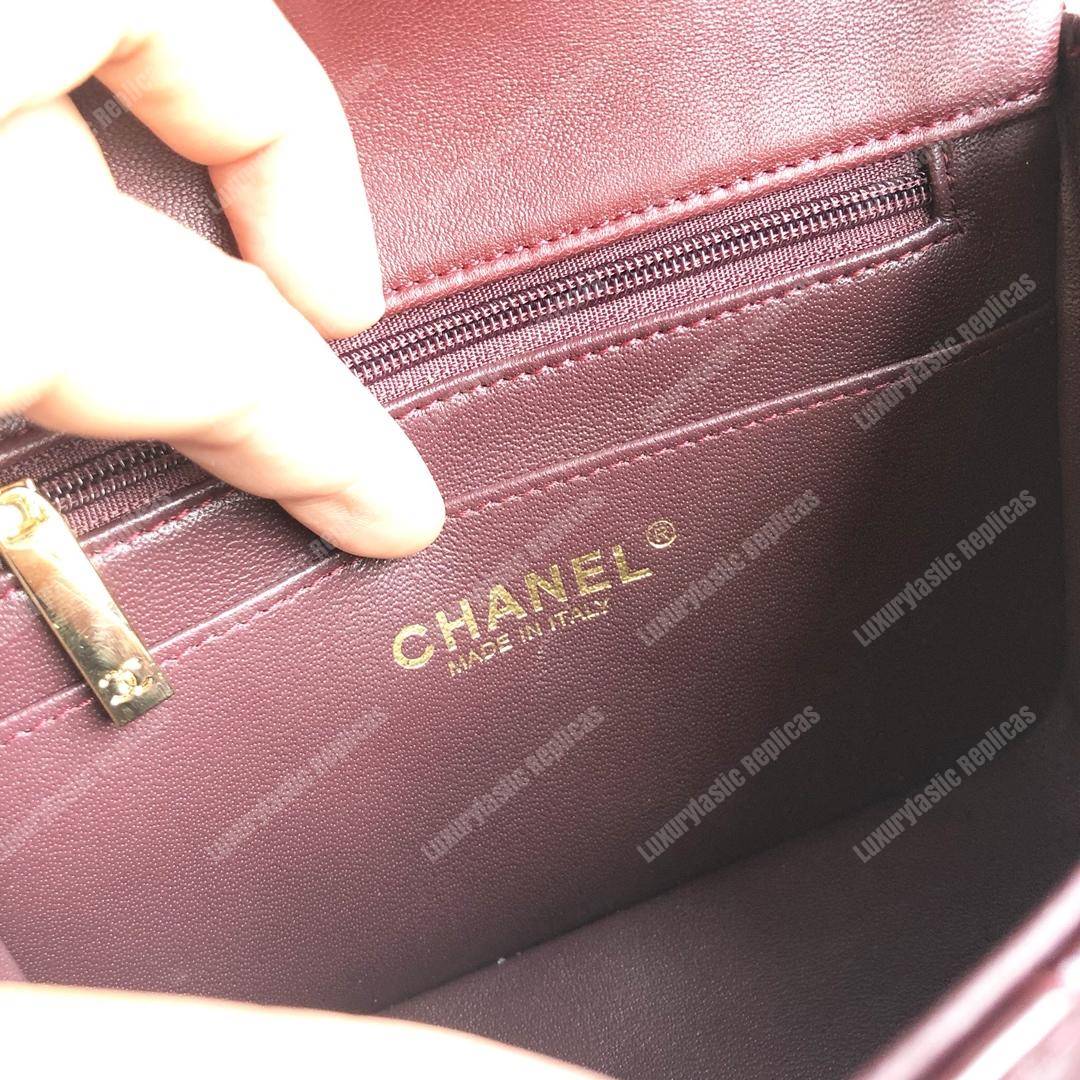 Ch*el mini flap bag burgundy
