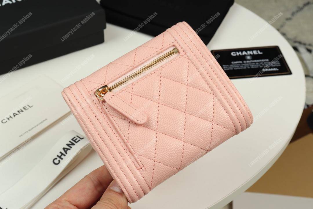 Ch*el boy small flap wallet pink