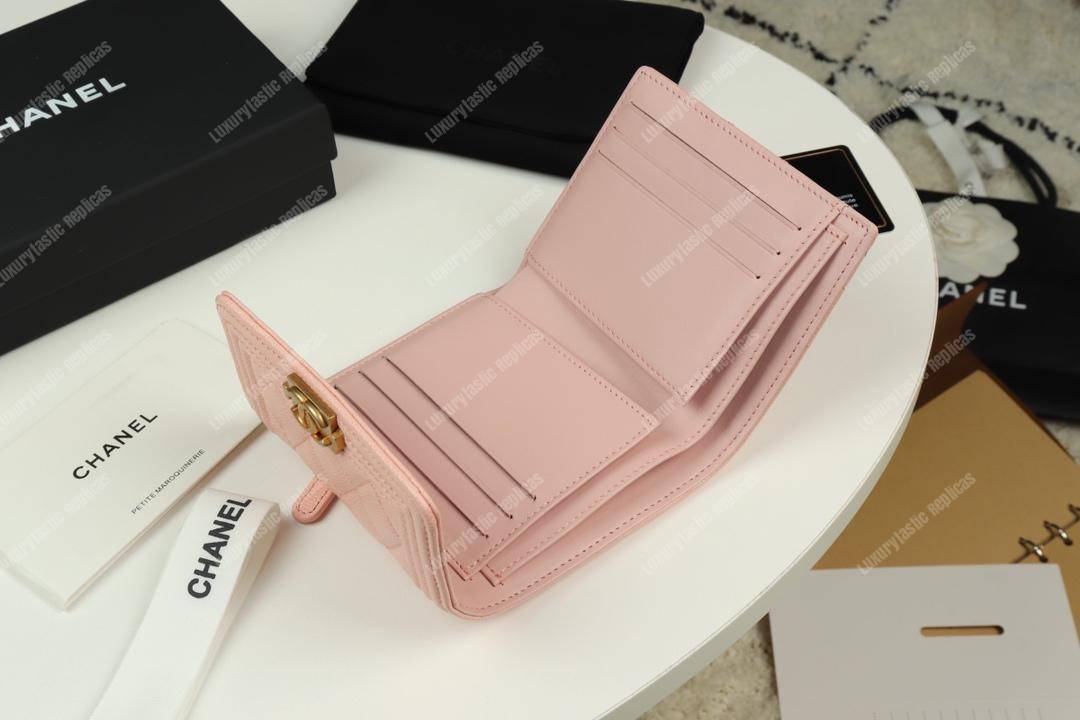 Ch*el boy small flap wallet pink