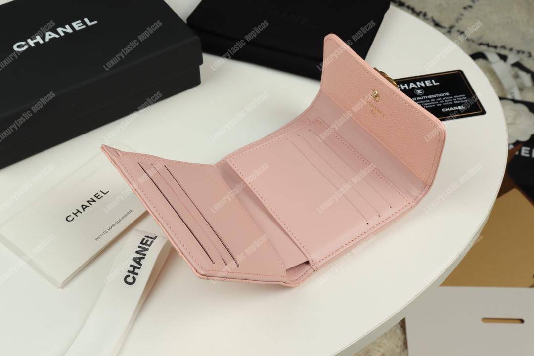Ch*el boy small flap wallet pink