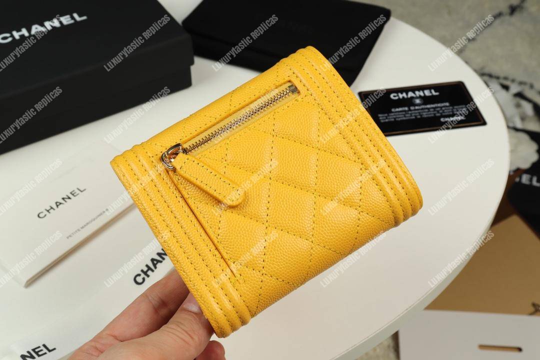 Ch*el boy small flap wallet yellow