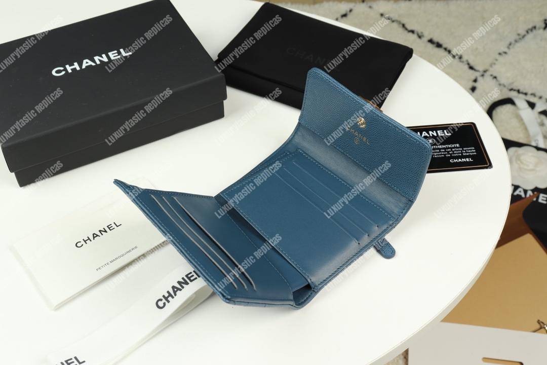 Ch*el boy small flap wallet blue