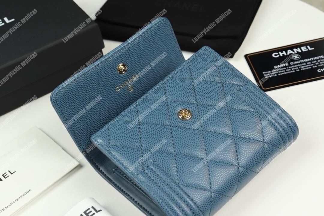 Ch*el boy small flap wallet blue