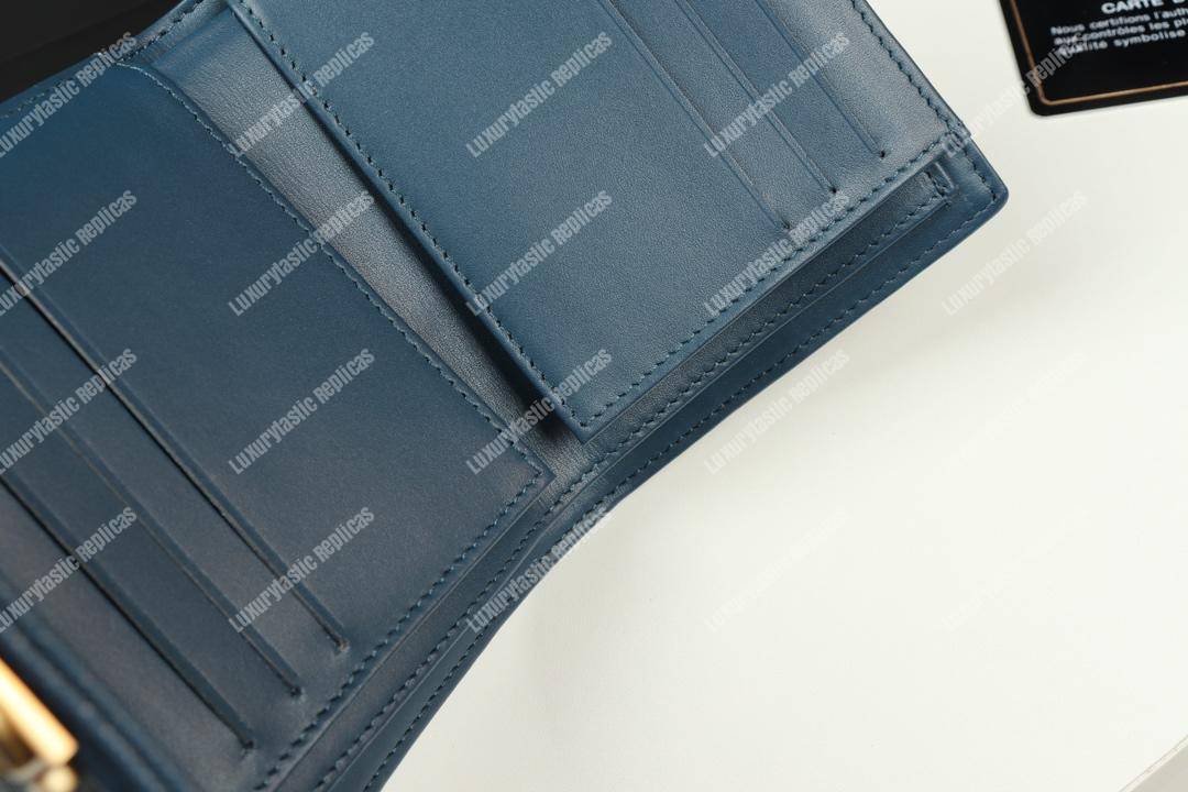 Ch*el boy small flap wallet blue