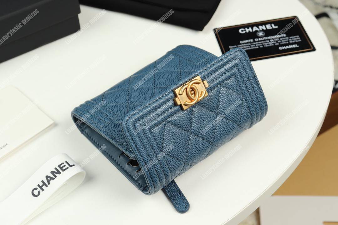 Ch*el boy small flap wallet blue