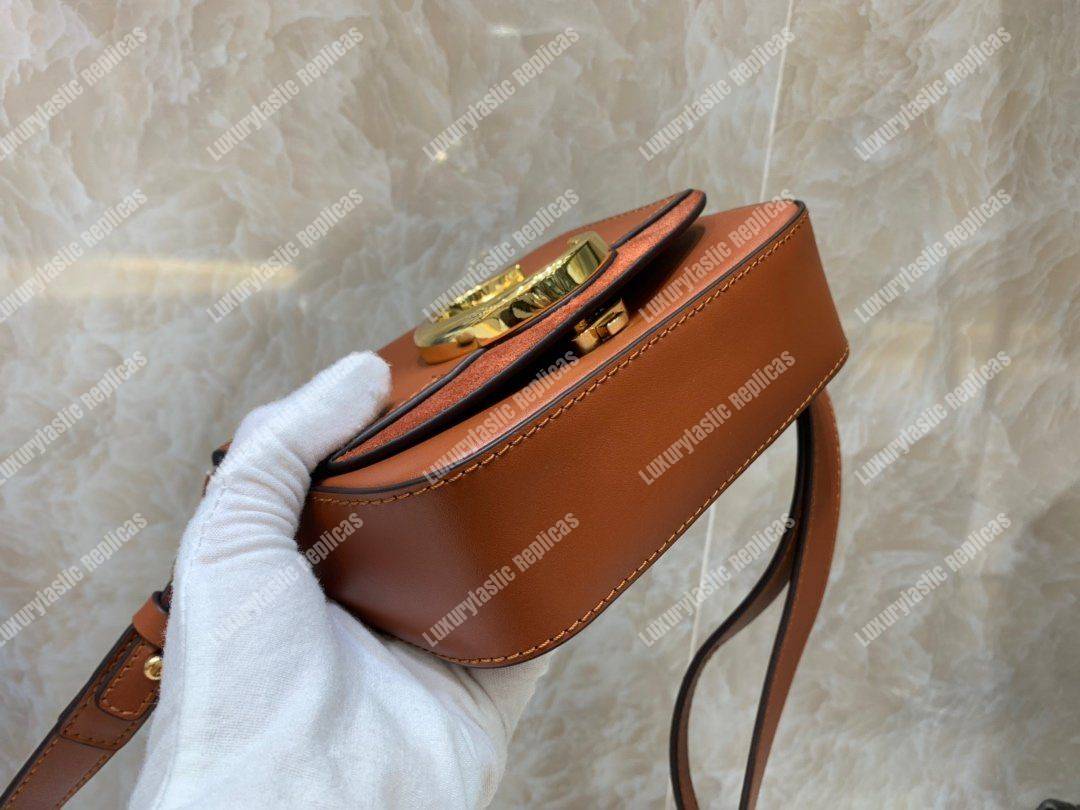 Chloe Mini Chloe C Bag In Shiny And Suede Calfskin Brown