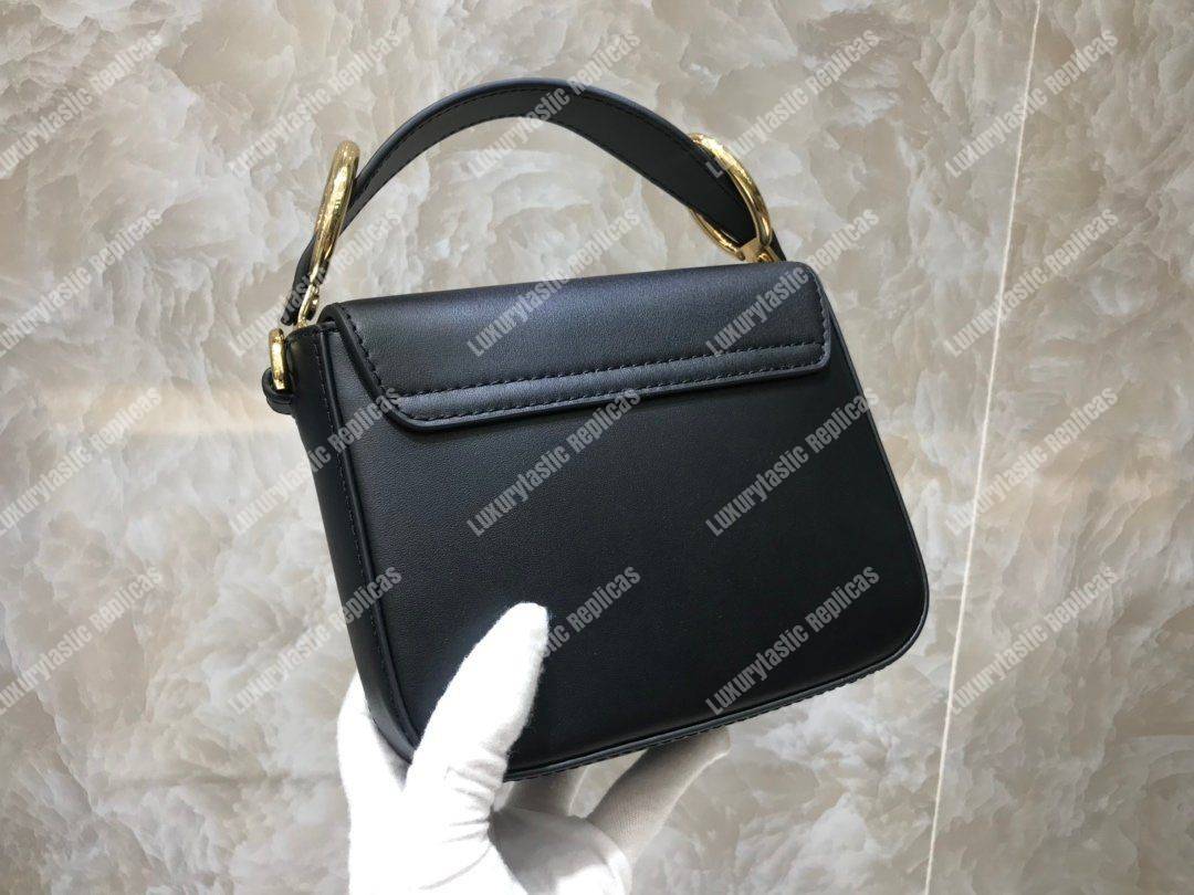 Chloe Mini Chloe C Bag In Shiny And Suede Calfskin Black