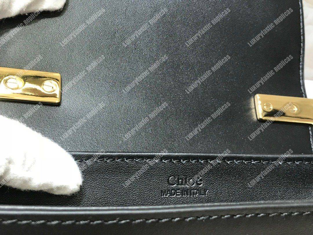 Chloe Mini Chloe C Bag In Shiny And Suede Calfskin Black