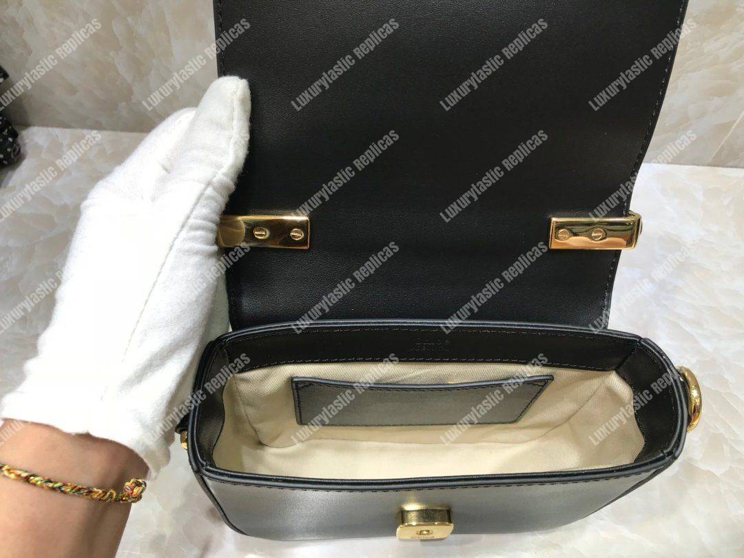 Chloe Mini Chloe C Bag In Shiny And Suede Calfskin Black