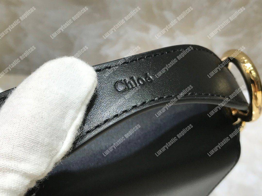 Chloe Mini Chloe C Bag In Shiny And Suede Calfskin Black