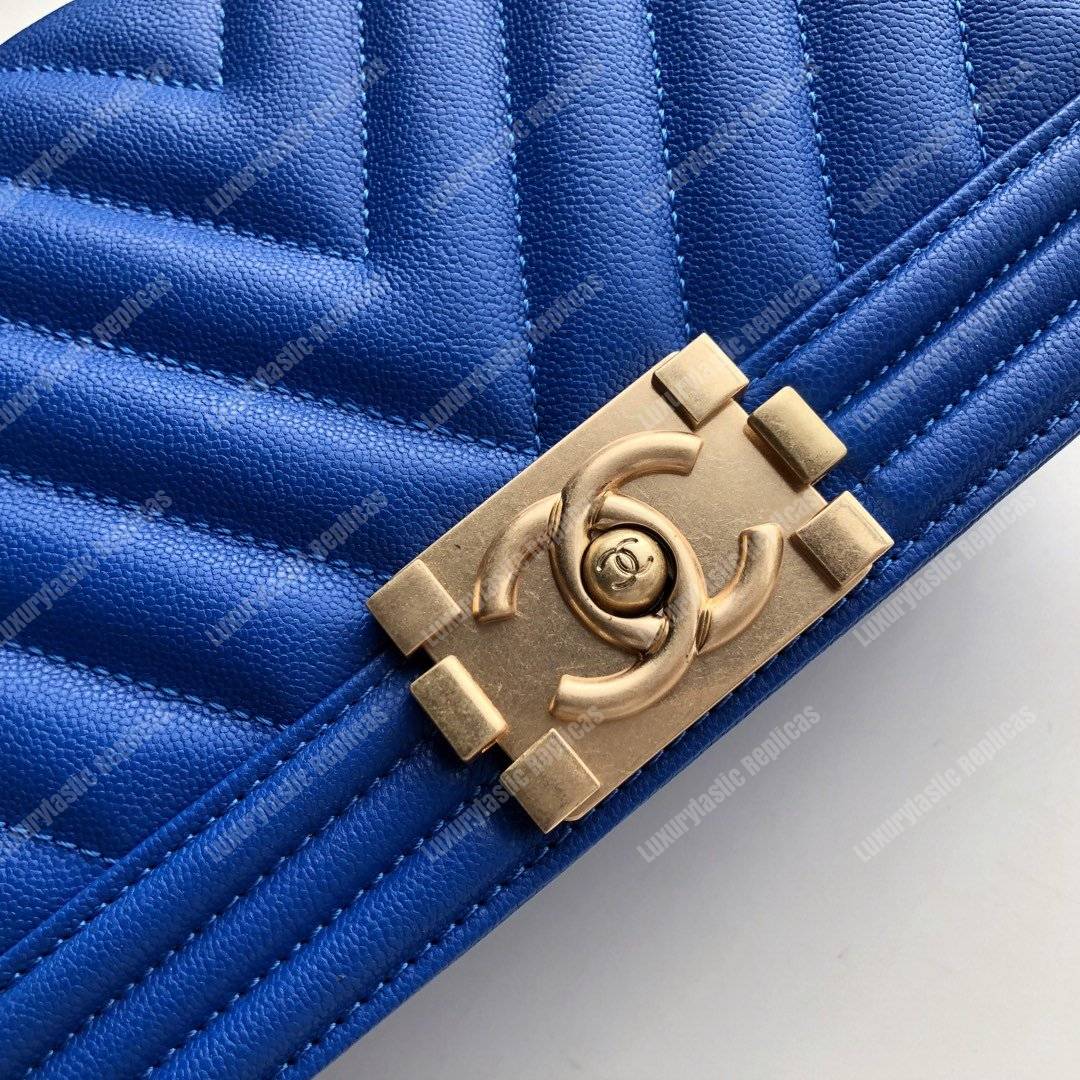 Ch*el medium boy flap bag blue