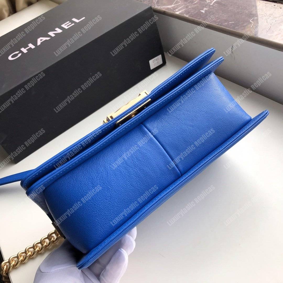 Ch*el medium boy flap bag blue