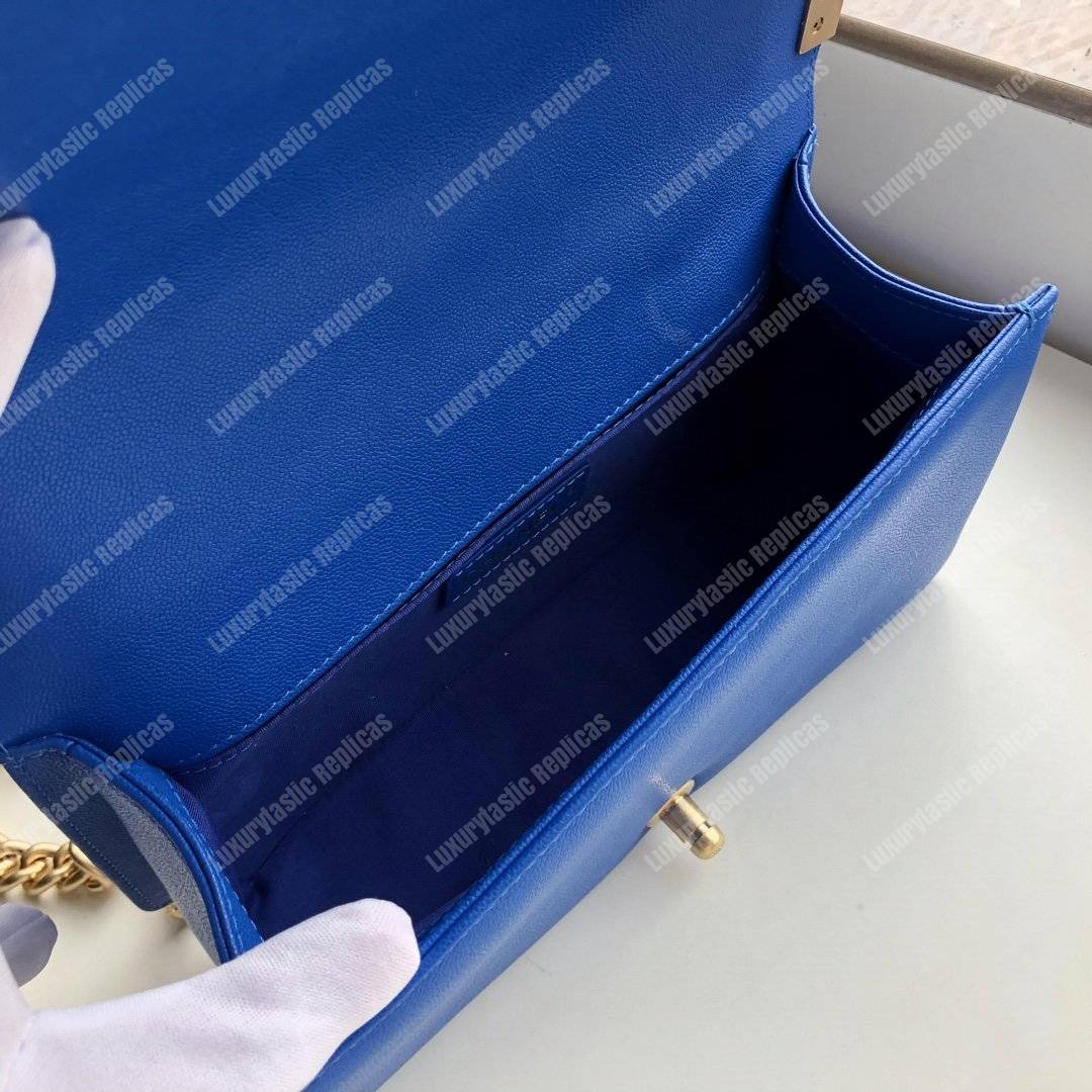 Ch*el medium boy flap bag blue