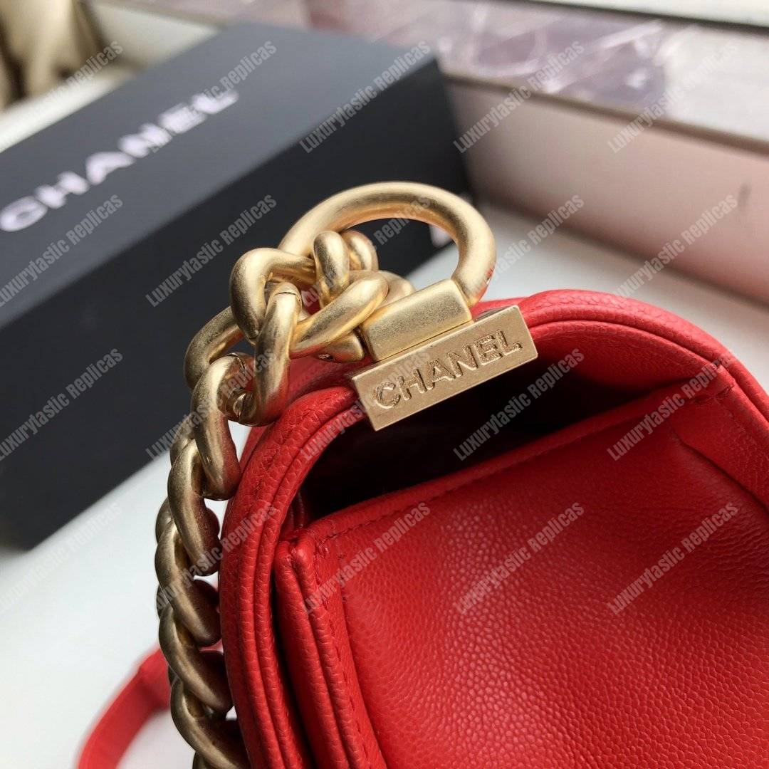 Ch*el medium boy flap bag red