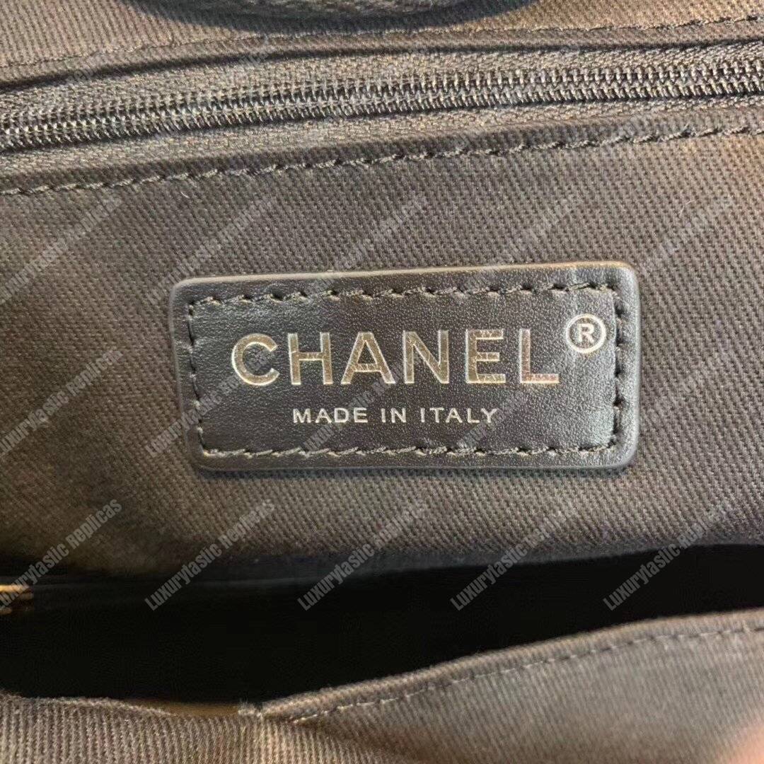 Ch*el deauville fabric tote gray/white