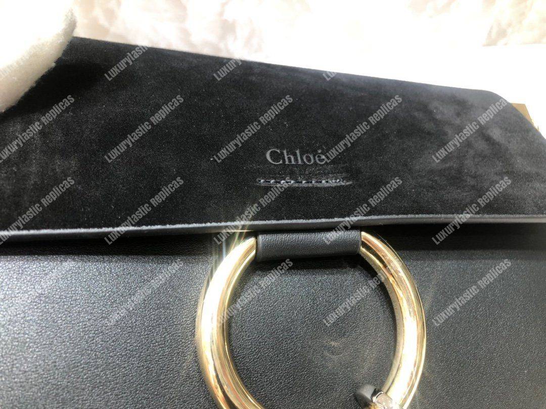 Chloe Faye Small Shoulder Bag In Smooth And Suede Calfskin Black