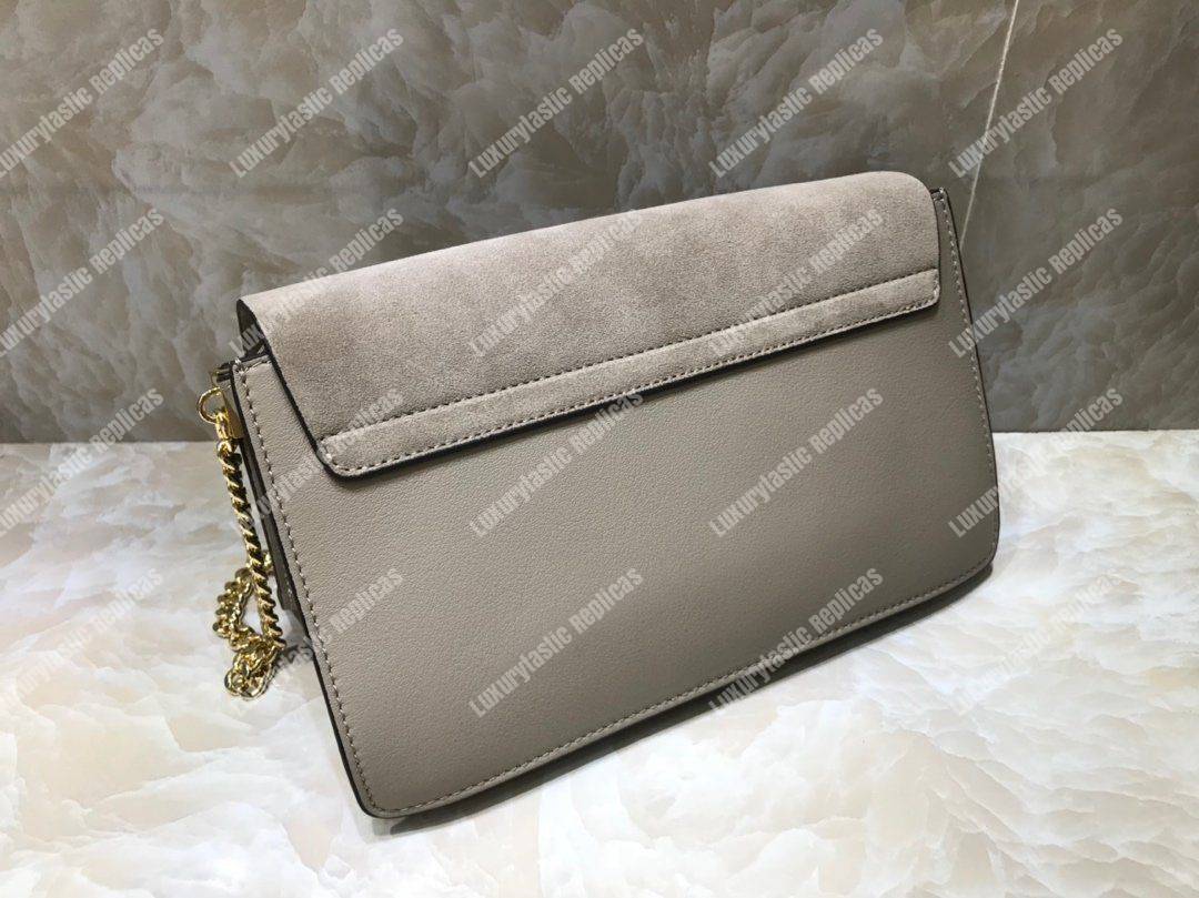Chloe Faye Small Shoulder Bag In Smooth And Suede Calfskin Grey