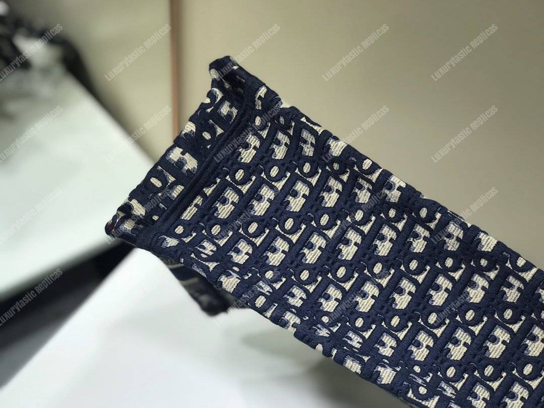 mini D*or book tote bag in embroidered canvas blue D*or oblique