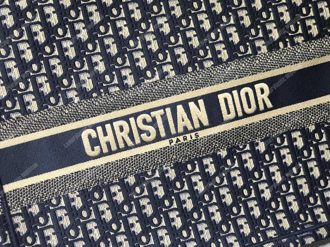 D*or book tote bag in embroidered canvas blue D*or oblique