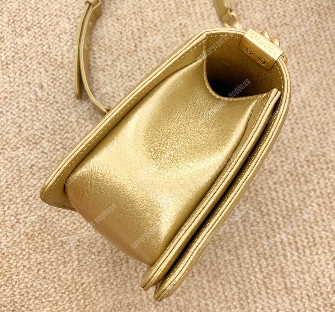 Ch*el boy medium handbag gold & black