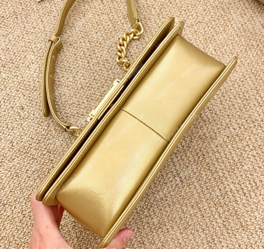 Ch*el boy medium handbag gold & black
