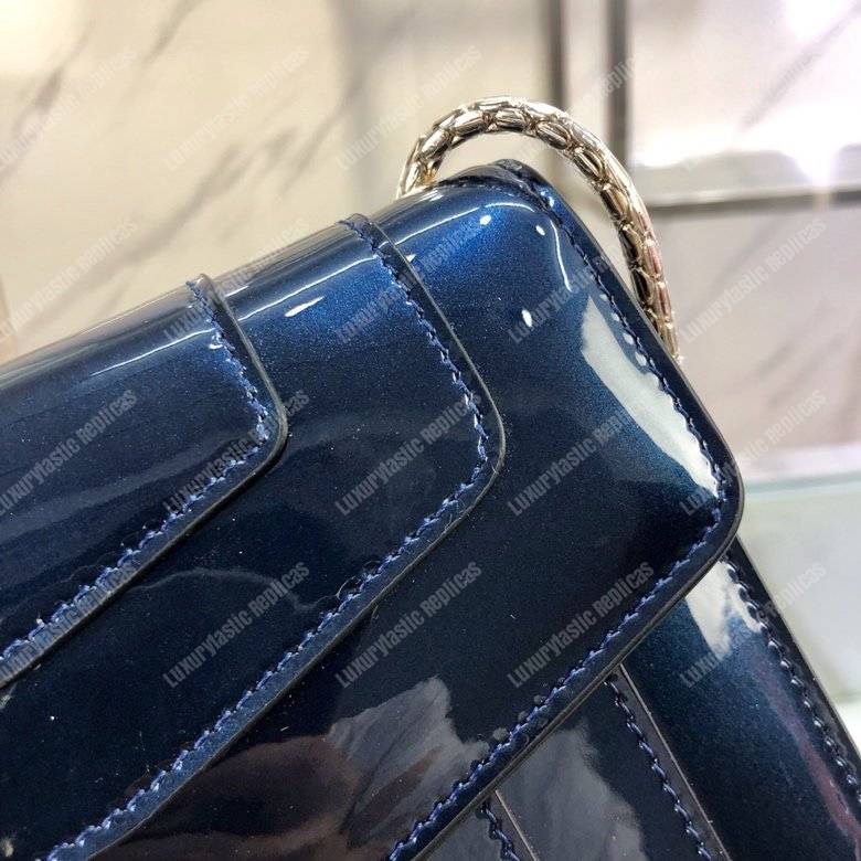 BVL Serpenti Forever Flap Cover Bag Metallic Royal Sapphire