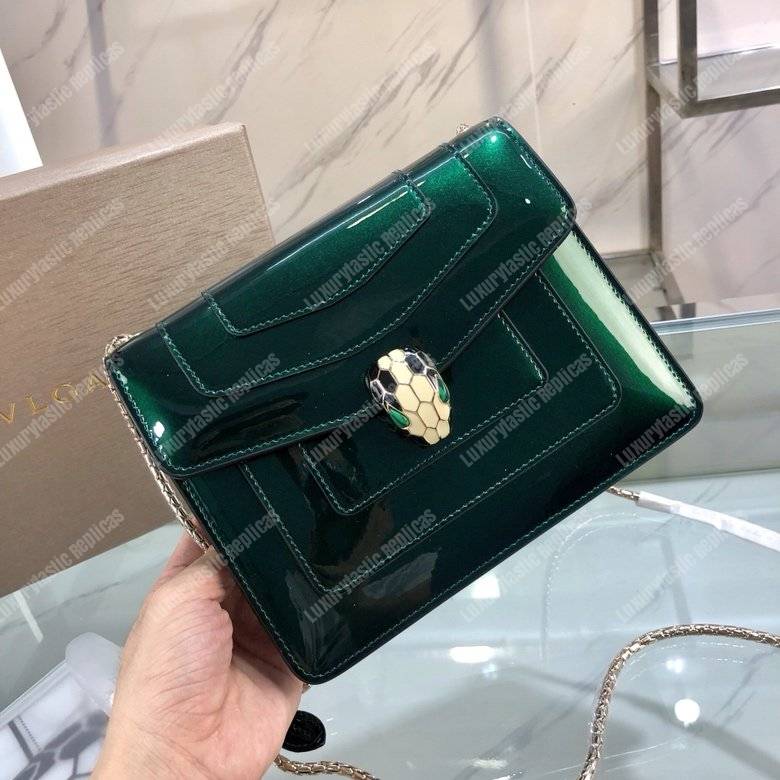 BVL Serpenti Forever Crossbody Bag Metallic Glacier Turquoise