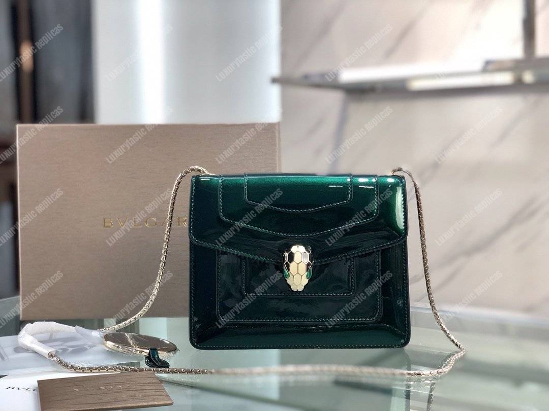 BVL Serpenti Forever Crossbody Bag Metallic Glacier Turquoise