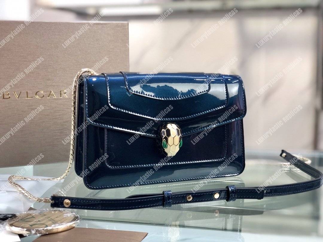 BVL Serpenti Forever Flap Cover Long Bag Metallic Royal Sapphire