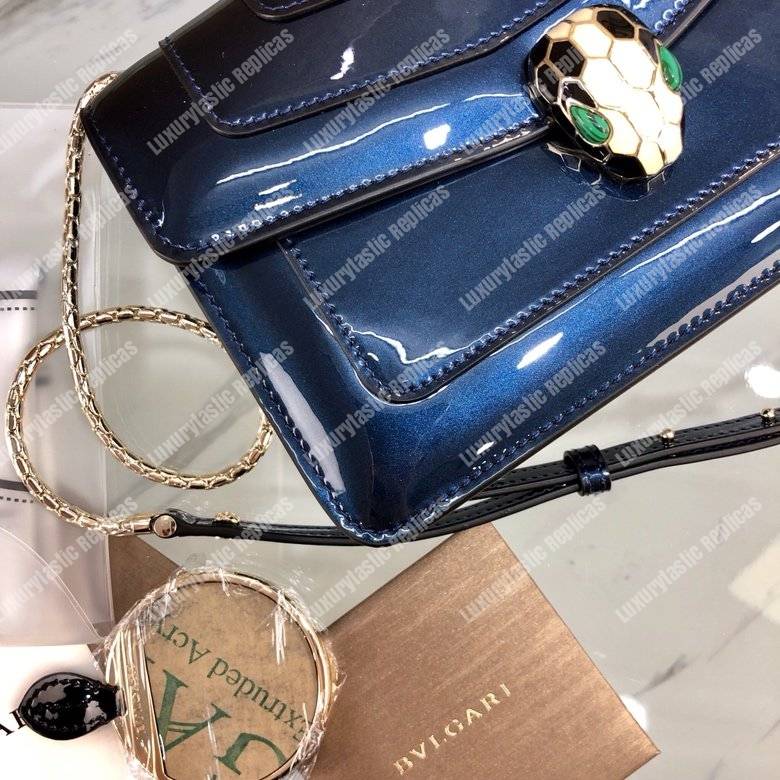 BVL Serpenti Forever Flap Cover Long Bag Metallic Royal Sapphire