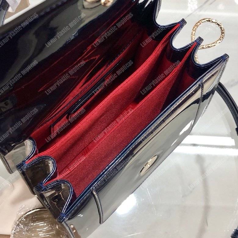 BVL Serpenti Forever Flap Cover Tophandle Bag Metallic Royal Sapphire