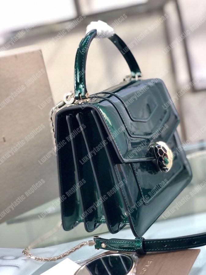 BVL Serpenti Forever Crossbody Tophandle Bag Metallic Glacier Turquoise