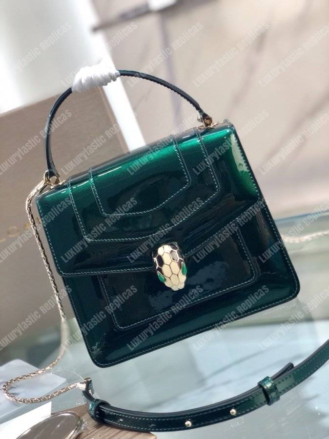BVL Serpenti Forever Crossbody Tophandle Bag Metallic Glacier Turquoise